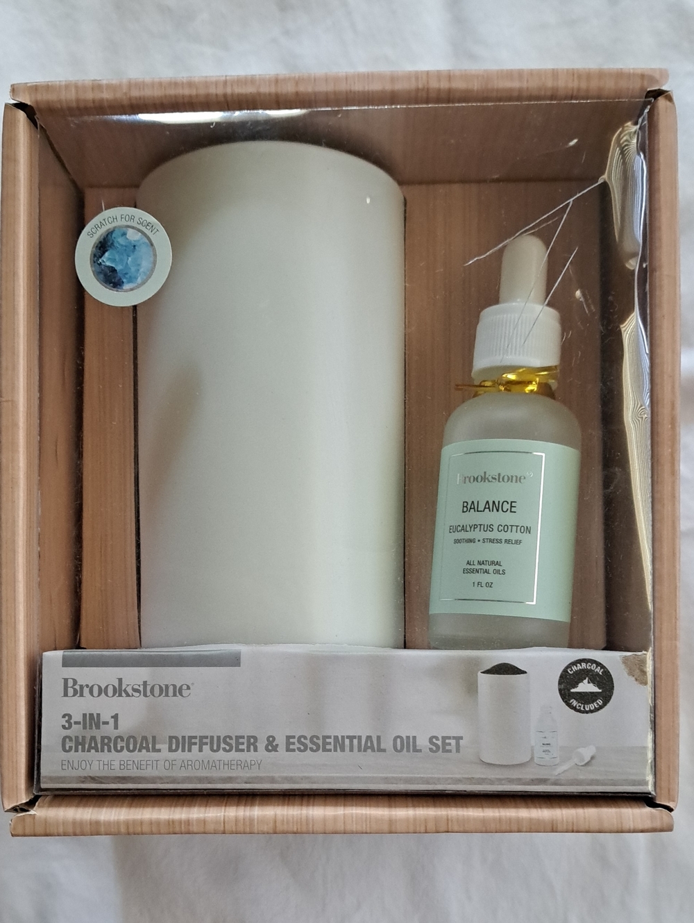 Brookstone Cream Diffuser with Balance Eucalyptus Oil